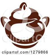 Dark Brown And White Coffee Pot Or Sugar Bowl