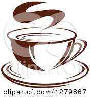 Poster, Art Print Of Dark Brown And White Steamy Coffee Cup On A Saucer 14