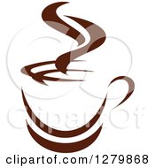 Poster, Art Print Of Dark Brown And White Steamy Coffee Cup 51
