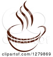 Poster, Art Print Of Dark Brown And White Steamy Coffee Cup 52