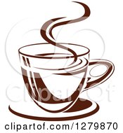 Poster, Art Print Of Dark Brown And White Steamy Coffee Cup On A Saucer 9