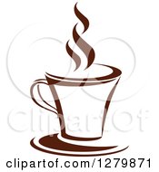 Poster, Art Print Of Dark Brown And White Steamy Coffee Cup On A Saucer 10
