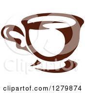 Clipart Of A Dark Brown And White Coffee Cup Royalty Free Vector Illustration
