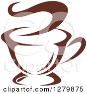 Clipart Of A Dark Brown And White Steamy Coffee Cup 43 Royalty Free Vector Illustration