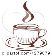 Poster, Art Print Of Dark Brown And White Steamy Coffee Cup On A Saucer 3