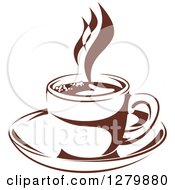 Poster, Art Print Of Dark Brown And White Steamy Coffee Cup On A Saucer 4