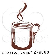 Poster, Art Print Of Dark Brown And White Steamy Coffee Cup 49