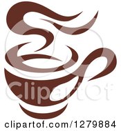 Clipart Of A Dark Brown And White Steamy Coffee Cup 48 Royalty Free Vector Illustration