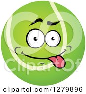 Clipart Of A Goofy Tennis Ball Character Sticking His Tongue Out Royalty Free Vector Illustration