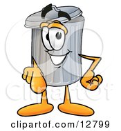 Garbage Can Mascot Cartoon Character Pointing At The Viewer