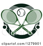 Poster, Art Print Of Crossed Tennis Rackets And Balls In A Circle Over Red Text