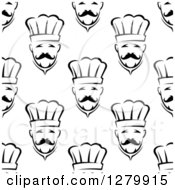 Poster, Art Print Of Seamless Background Design Pattern Of Black And White Male Chef Faces