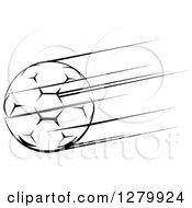 Clipart Of A Black And White Flying Soccer Ball 14 Royalty Free Vector Illustration