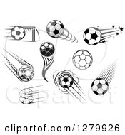 Poster, Art Print Of Black And White And Grayscale Soccer Balls