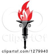 Clipart Of A Black Torch With Red Flames 22 Royalty Free Vector Illustration