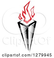 Clipart Of A Black Torch With Red Flames 27 Royalty Free Vector Illustration