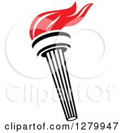 Clipart Of A Black Torch With Red Flames 29 Royalty Free Vector Illustration