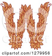 Poster, Art Print Of Floral Capital Letter W With A Flower