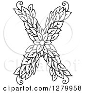 Poster, Art Print Of Black And White Floral Capital Letter X With A Flower