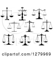 Clipart Of Black And White Fair And Balanced Justice Scales Royalty Free Vector Illustration