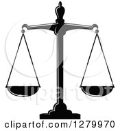 Clipart Of A Black And White Fair And Balanced Scales Of Justice Royalty Free Vector Illustration