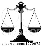 Clipart Of A Black And White Fair And Balanced Scales Of Justice 3 Royalty Free Vector Illustration