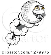 Clipart Of A Grinning Golf Ball Character Flying Royalty Free Vector Illustration
