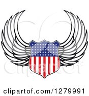 Poster, Art Print Of Winged American Flag Shield