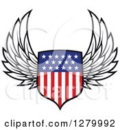 Poster, Art Print Of Winged American Flag Shield 2