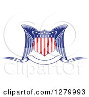Clipart Of A Winged American Flag Shield Over A Blank Ribbon Banner Royalty Free Vector Illustration by Vector Tradition SM