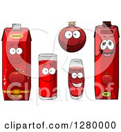 Clipart Of Smiling Pomegranate And Juice Characters Royalty Free Vector Illustration
