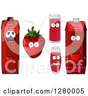 Poster, Art Print Of Smiling Strawberry Character And Juice