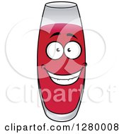 Clipart Of A Smiling Glass Of Strawberry Juice Character Royalty Free Vector Illustration