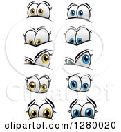 Clipart Of Expressional Yellow And Blue Eyes Royalty Free Vector Illustration