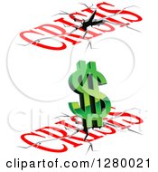 Poster, Art Print Of Crisis Text Cracks And A Green Dollar Symbol