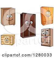 Poster, Art Print Of Happy Cartoon Dressers And Wardrobes