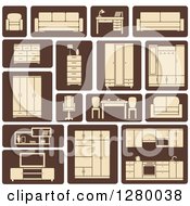 Tan And Brown Household Furniture Icons