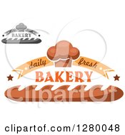 Clipart Of Daily Fresh Bakery Designs With Muffins And Bread Royalty Free Vector Illustration