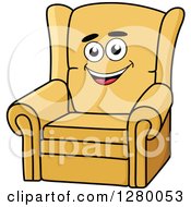 Poster, Art Print Of Happy Cartoon Yellow Arm Chair