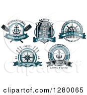 Poster, Art Print Of Nautical Paddle Anchor Lighthouse Helm Compass And Text Designs