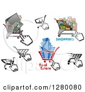 Computer Cursors Shopping Carts Groceries Buildings And Electronics