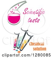 Clipart Of Test Tube And Beaker Designs With Text Royalty Free Vector Illustration