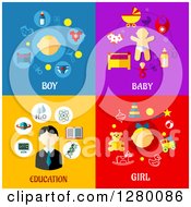 Poster, Art Print Of Boy Baby Education And Girl Designs With Text