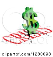 Clipart Of Crisis Text Cracks And A Green Dollar Symbol Royalty Free Vector Illustration