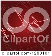 Poster, Art Print Of Red Electrocardiogram Heart Beat Background