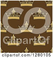 Poster, Art Print Of Seamless Background Pattern Of Crowns On Brown