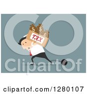 Clipart Of A Chained Businessman Carrying Tax On His Back Royalty Free Vector Illustration