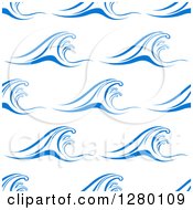 Clipart Of A Seamless Background Design Pattern Of Tall Blue Ocean Waves On White Royalty Free Vector Illustration