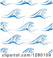 Poster, Art Print Of Seamless Background Design Pattern Of Tall Blue Ocean Waves On White