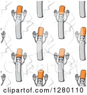 Clipart Of A Seamless Background Design Pattern Of Cigarettes Holding Their Hands Up Royalty Free Vector Illustration by Vector Tradition SM